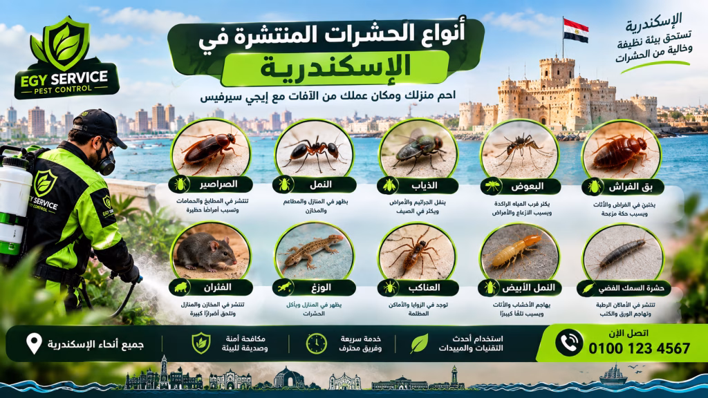 أنواع الحشرات المنتشرة في الاسكندرية